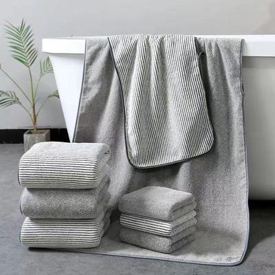 Face Towel + Bath Towel 2pcs/Set Bamboo Charcoal Fiber Coral Velvet Thick Face Towel
