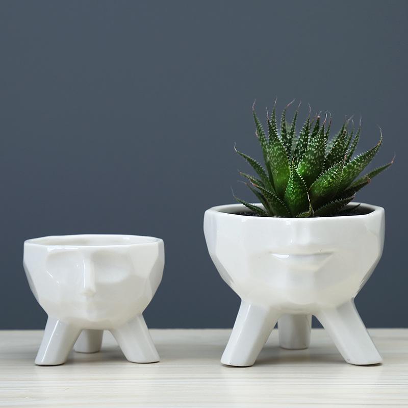 Simple And Creative Blue Succulent Flower Pot, Desktop Pink Plant Cartoon Ceramic Flower Ware