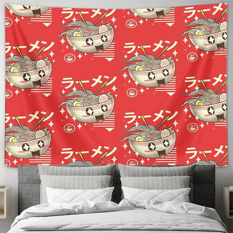 Japanese Ramen Noodle Tapestry Wall Hanging Anime Decor Dorm Room Aesthetic Home Decor Gift Trendy Unique Wall Art