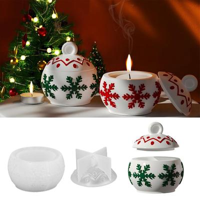 Christmas Candle Cup Dropper Mold Christmas Candle Holder Mold With Snowflake Design DIY Silicone Candle Holder Jewelry Box Mold