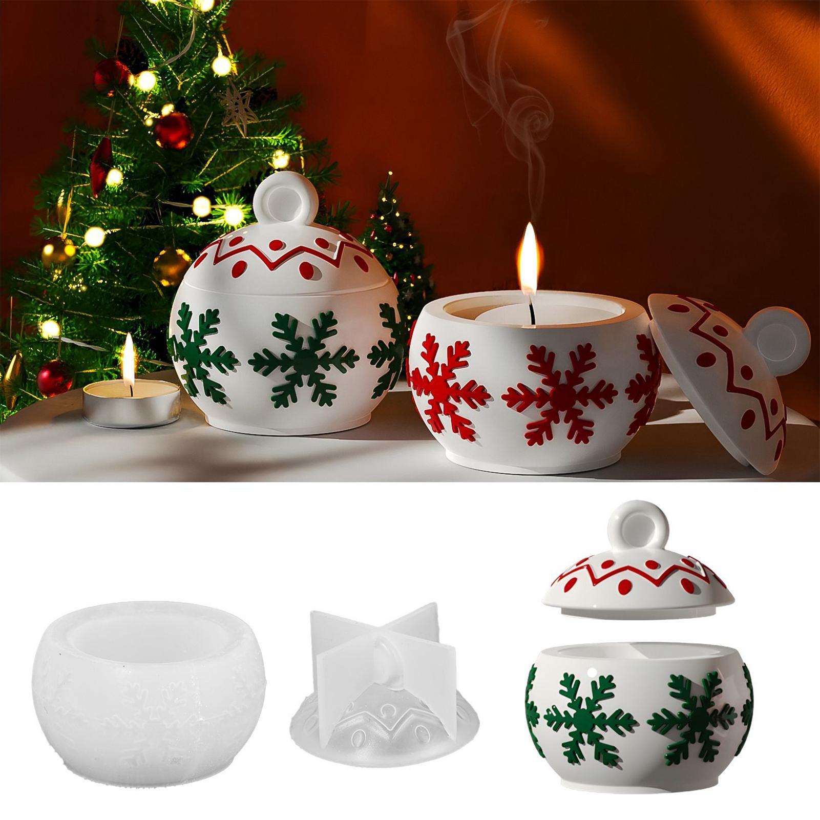 Christmas Candle Cup Dropper Mold Christmas Candle Holder Mold With Snowflake Design DIY Silicone Candle Holder Jewelry Box Mold China Mainland