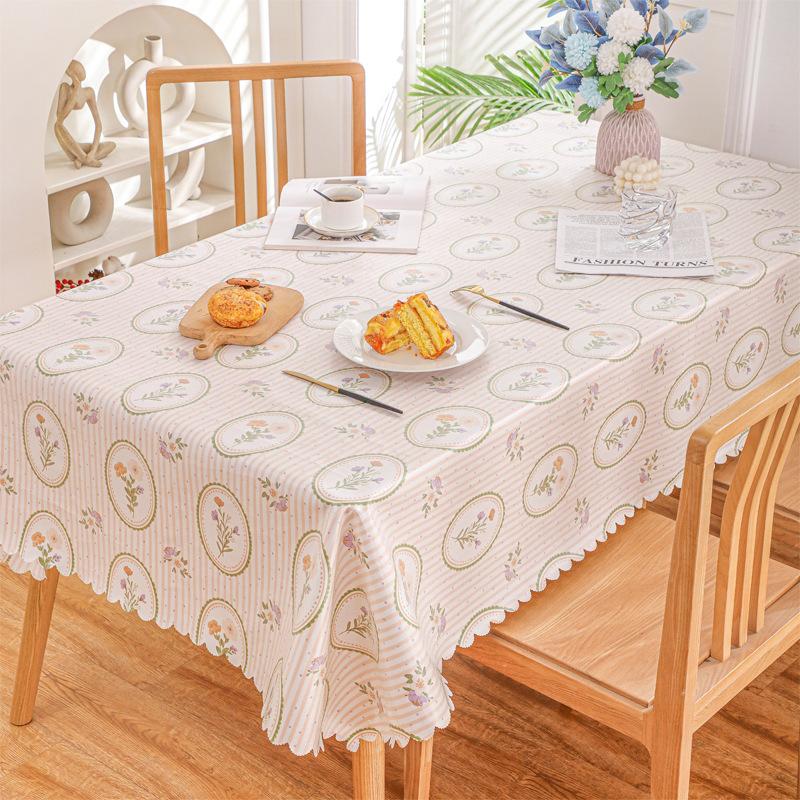 Home Decoration Waterproof and Oil Proof Tablecloth Pastoral Printed Pattern Flowers Geometric Rectangular Dining Table Cloths Kitchen Accessories