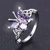 Huitan Romantic Purple Butterfly Rings for Women Charming Purple Cubic Zirconia Aesthetic Female Rings Party Fashion