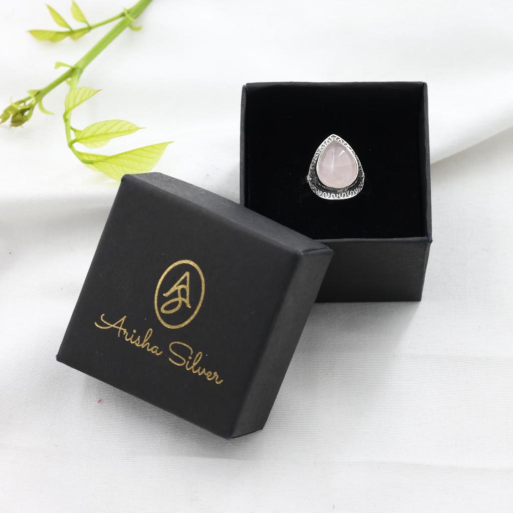Rose Quartz Silver Ring, Silver Jewelry, 925 Sterling Silver Handmade Jewelry, Women Silver Ring