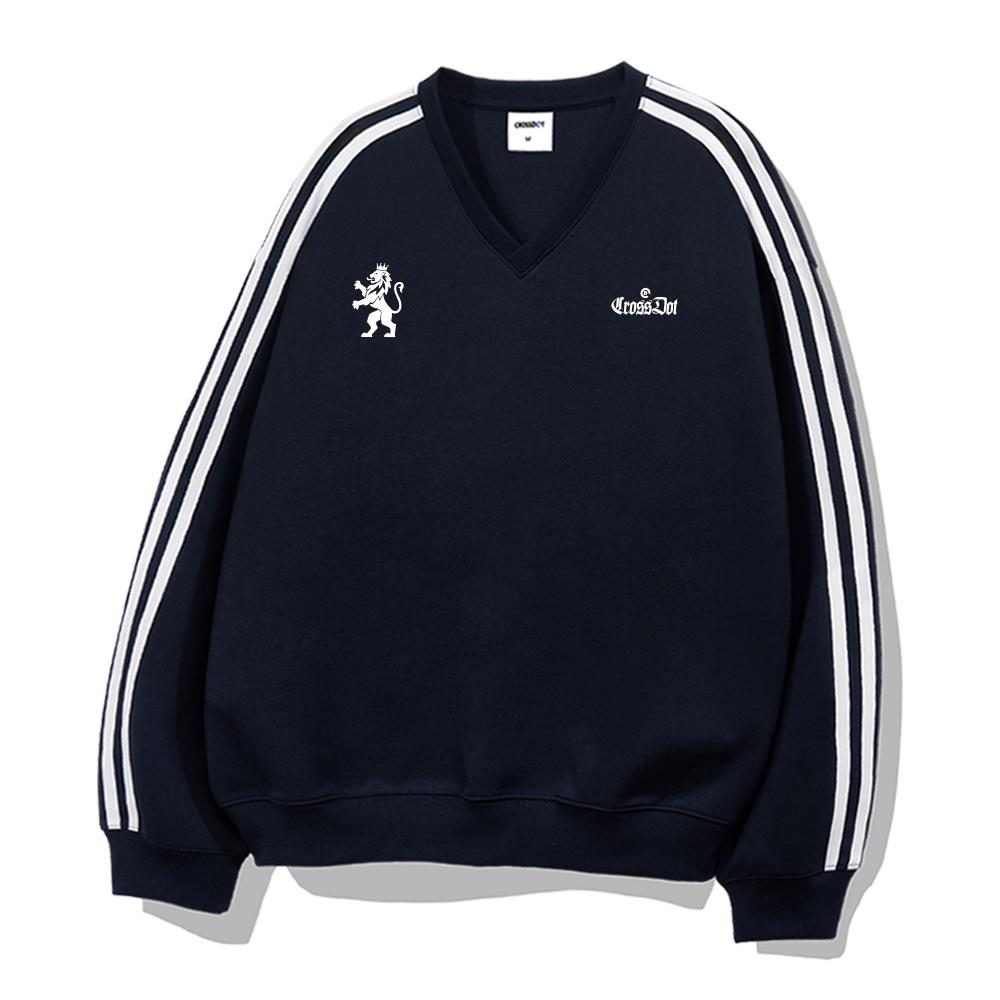 CROSSDOT Royal Oversized Track V-Neck Sweatshirt 5 Colors [Crdv_4004]