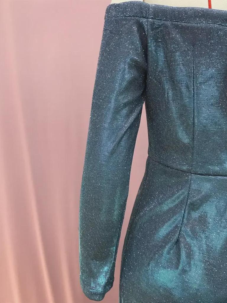 2025 European & American Glam Sequin Oblique Collar Jumpsuit - Mid-Waist Sexy Skirt