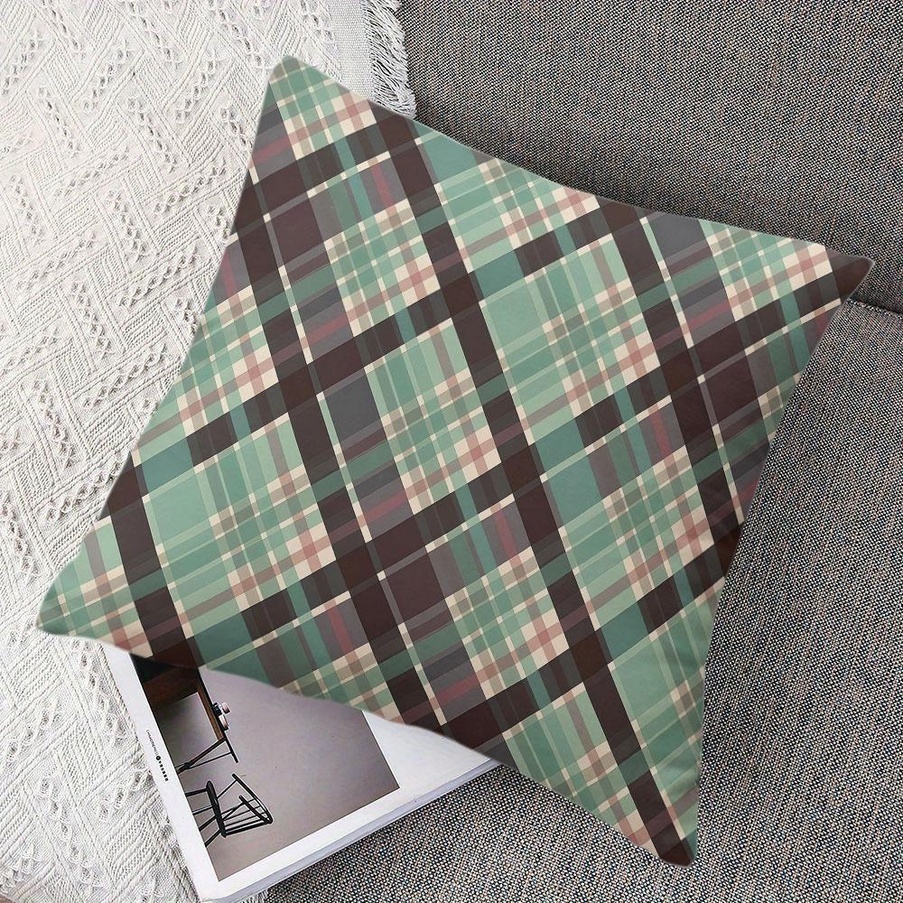 Moss Plaid Square Jacquard Pillow Cover for Sofa Office Waist Cushion Cover Home Decorative Pillowcase