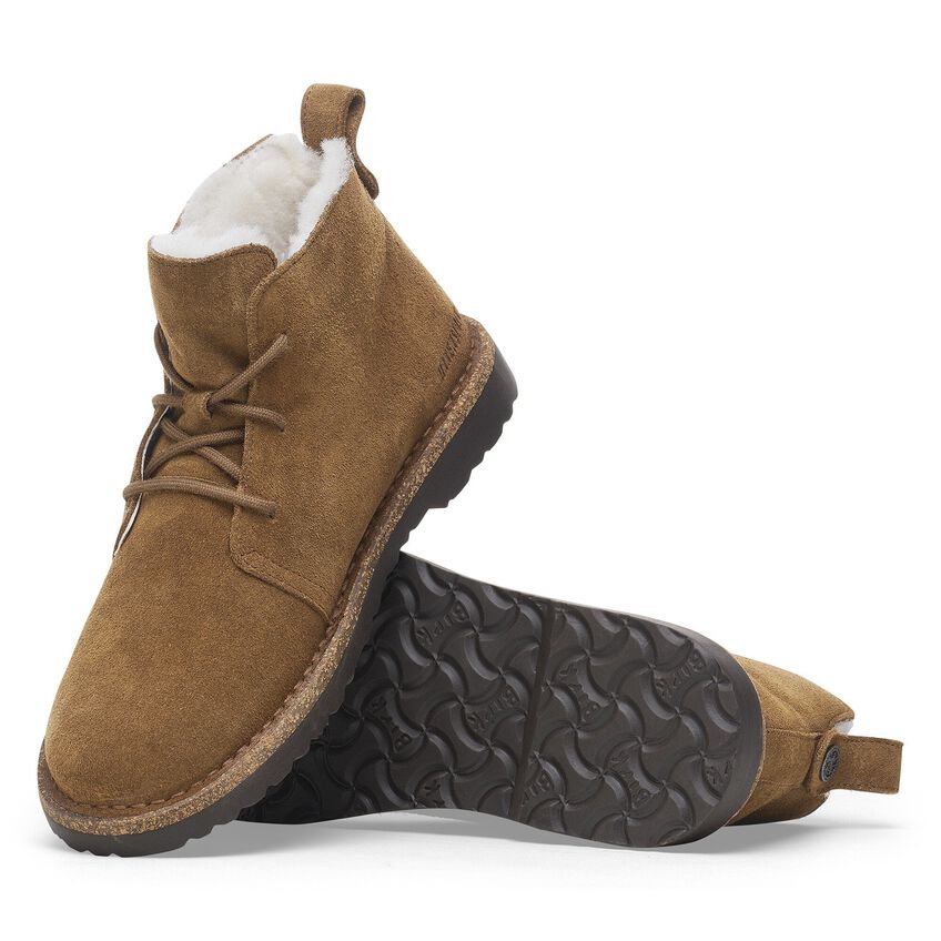 Birkenstock Uppsala Mid Shearling Suede Short Combat Boots Women's Tea Brown Narrow 1028148