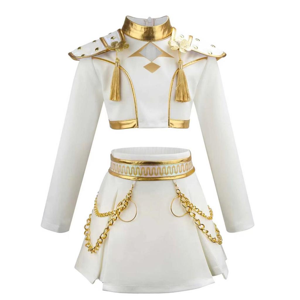 Dämon Halloween Karneval Jäger Idol Rollenspiel Anzug Familien Cosplay Kostüm Mädchen Weißer kurzer Rock + Oberteil Bühnenauftritt cos