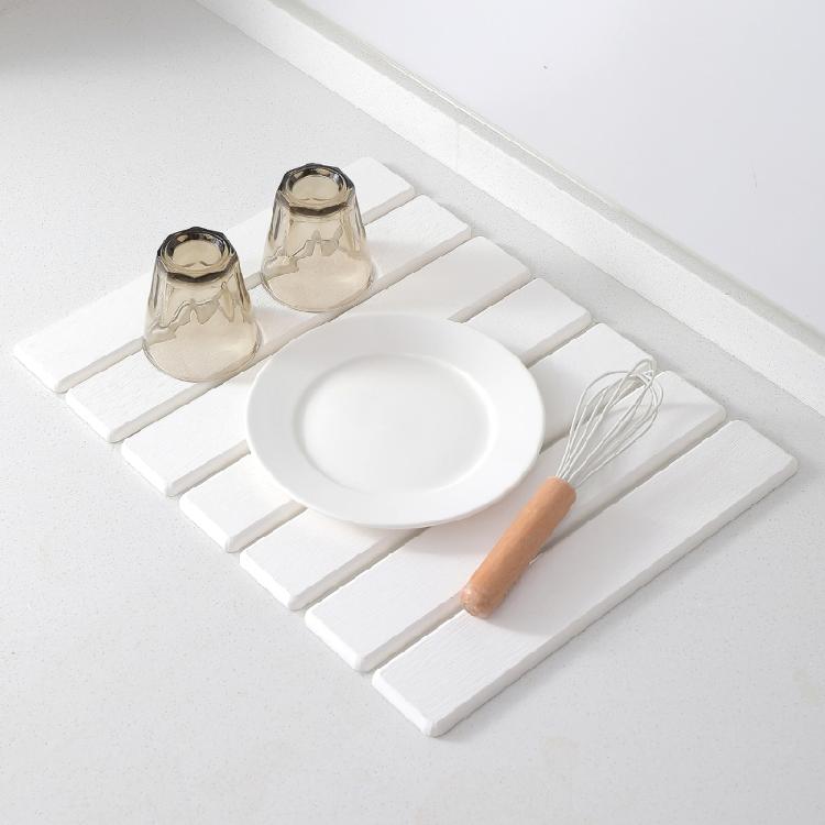 Sustainable Diatomaceous Earth Mat for Drying Dishes Tableware Draining Mat Drain Pad for Kitchen and Bathroom Counters