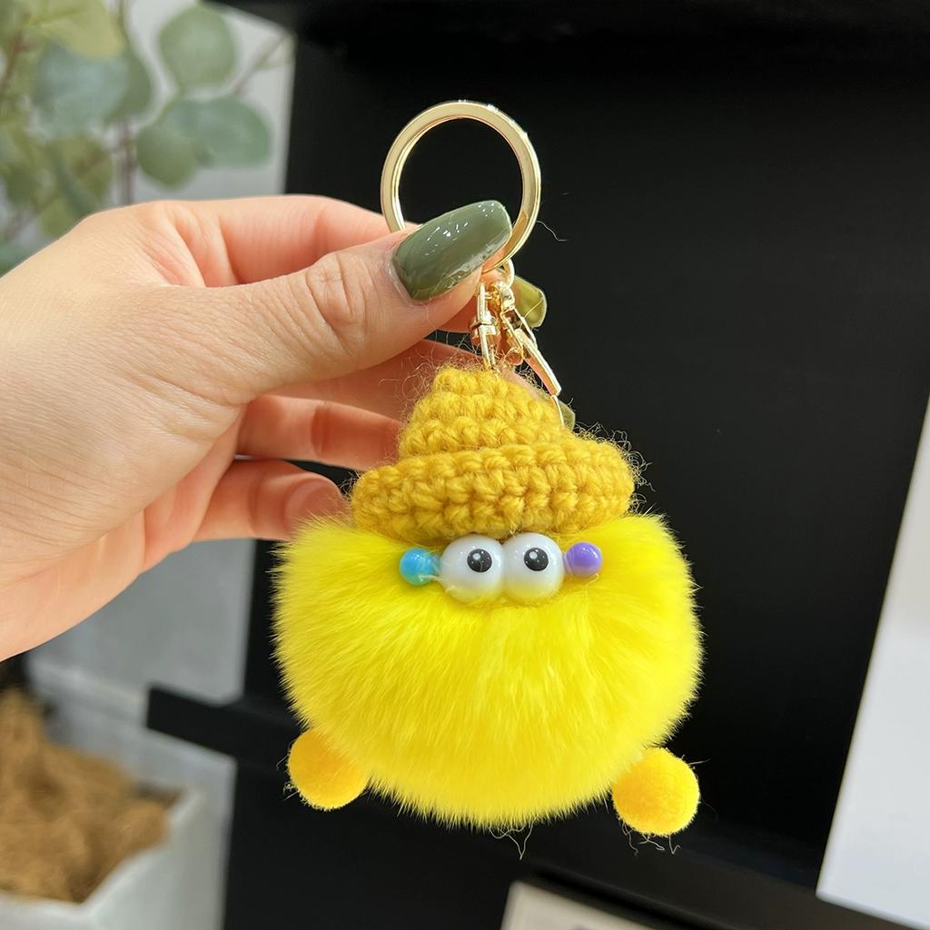Small Coal Balls Korean Ins Internet Celebrity Rex Rabbit Hairball Cute Elf Schoolbag Pendant Car Keychain Mobile Phone Pendant