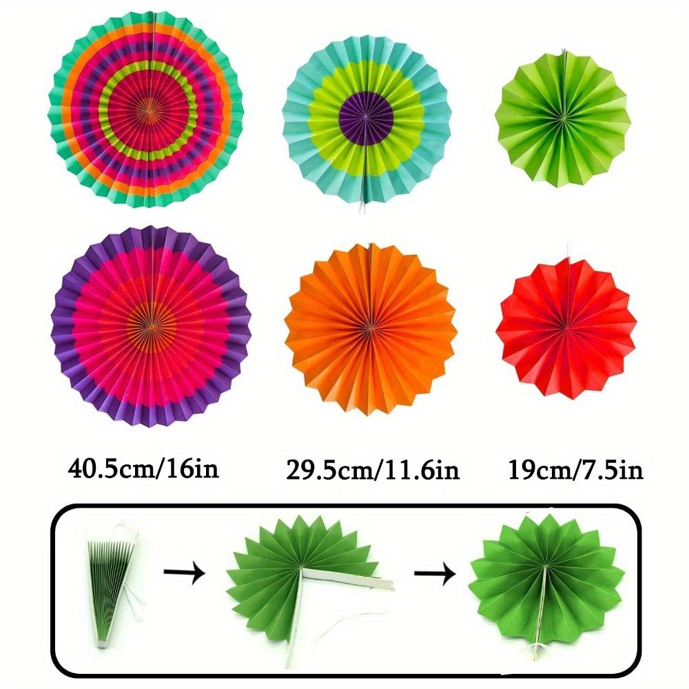 2sets Tissue Pom Poms Party Decoration Multi-color Hanging Paper Fans Flowers Garlands String Polka and Triangle Bunting Flags for Birthday Parties