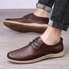 Men's Textured Interwoven Leather Shoes, Fashionable Business Casual, Soft Sole & Upper, British Lace-up Design