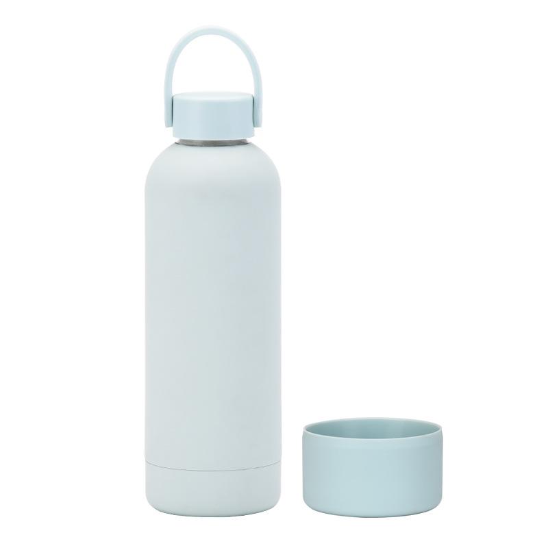 Double-Layer Stainless Steel Thermos Cup, Silicone Base, Portable Handle, Outdoor Water Cup, Simple Small Mouth Cup