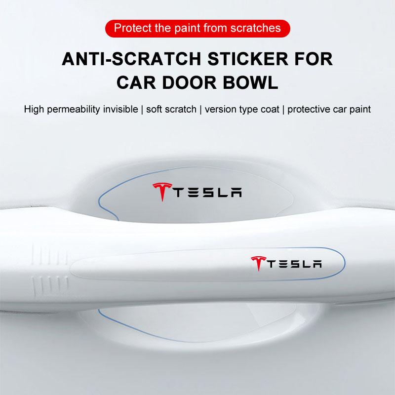 8Pcs Transparent Car Door Handle Bowl Anti Scratch Protective Sticker For Tesla Model 3 S X Y Style Roadster Invader Coil Mod WYE K80