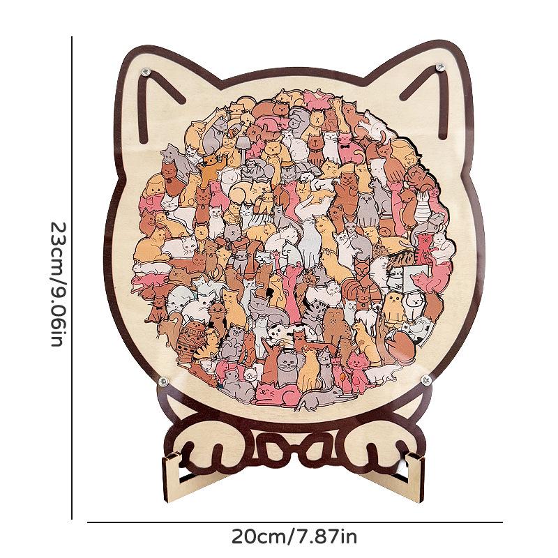 Puzzle 3D en Bois Chat Forme Irrégulière - Jouet Mignon à Empiler Amusant Cadeau