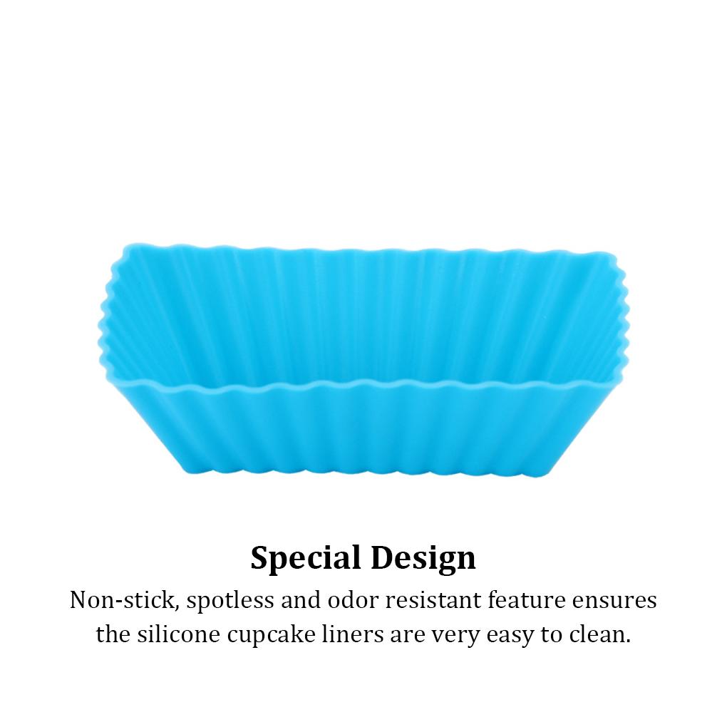 10Pcs Silicone Cake Mold Rectangular Pudding Baking Tools Reusable Cupcake Liners Kitchen Home Party Bakeware Accessories