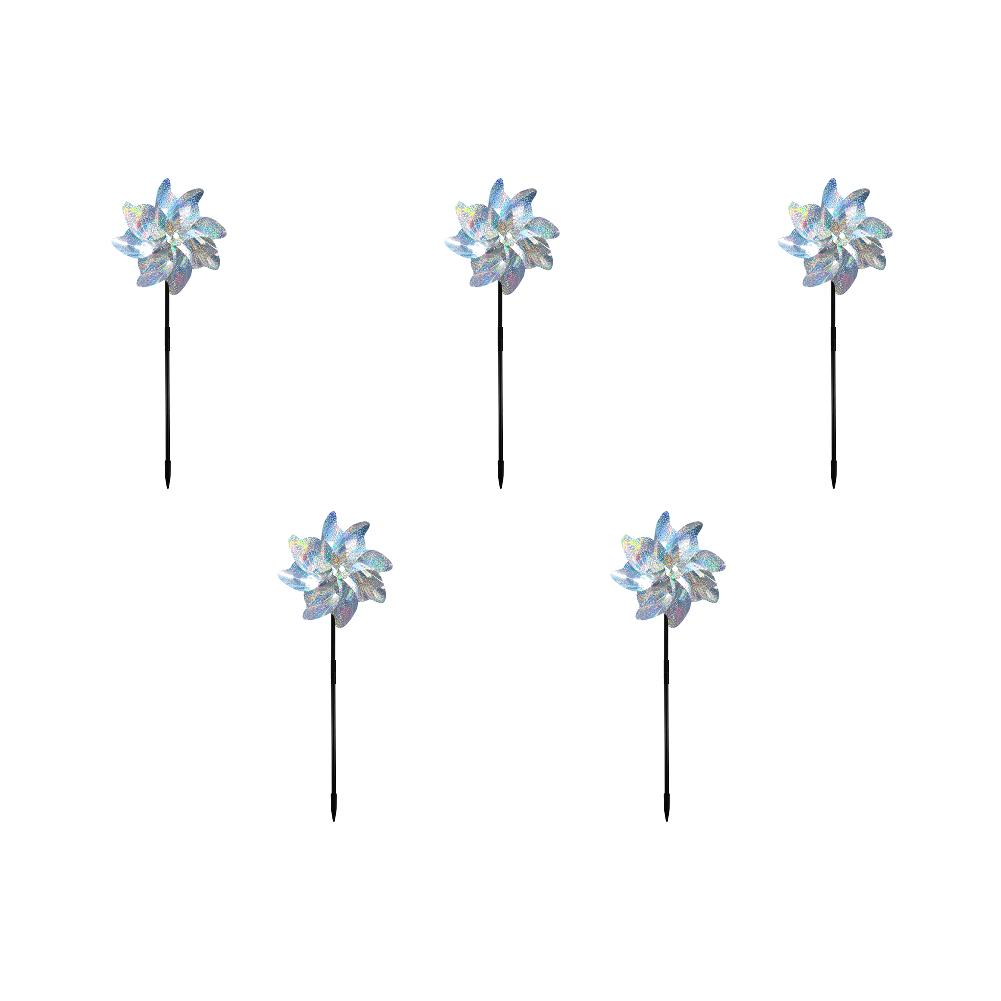 5/10 Pcs 8 Leaves Bird Repeller Windmill Spinner Multi-functional DIY Bird Deterrent Silver Laser Pinwheel For Garden Orchard