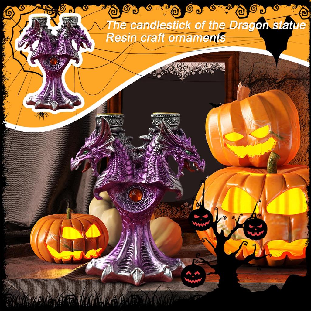 European And American Dragon Statue Candlestick Resin Craft Decorative Ornaments Halloween Desktop Decoration