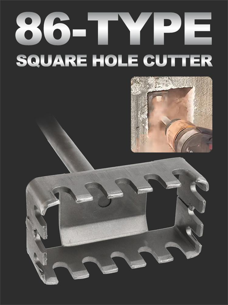Square Hole Cutter Square Hole Cutter Slotting Square-handled 4 Pits Square Socket Puncher Punch Open Hole Hardware Tools