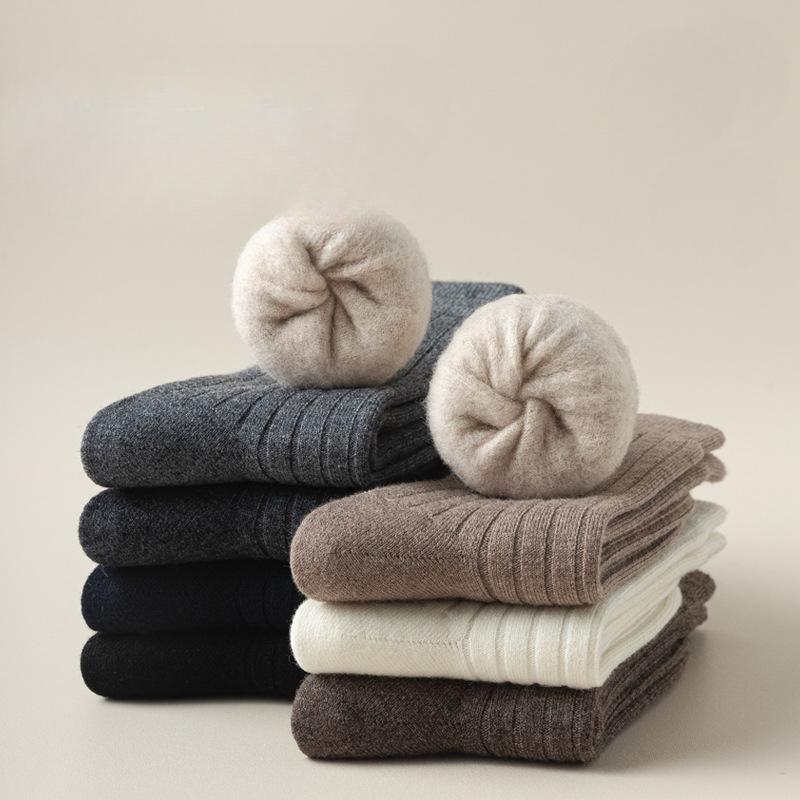 Winter Women's Thick Double-needle Wool Socks for Warmth, Super Thick Loose Mid-calf Socks, Cashmere Socks, Long Stockings