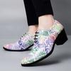 Scarpe da Uomo con Tacco Alto Derby in Pelle con Ali Scarpe da Sposa Danza Stampa Bianca Scarpe Formali da Lavoro Scarpe Rialzanti Taglie Forti