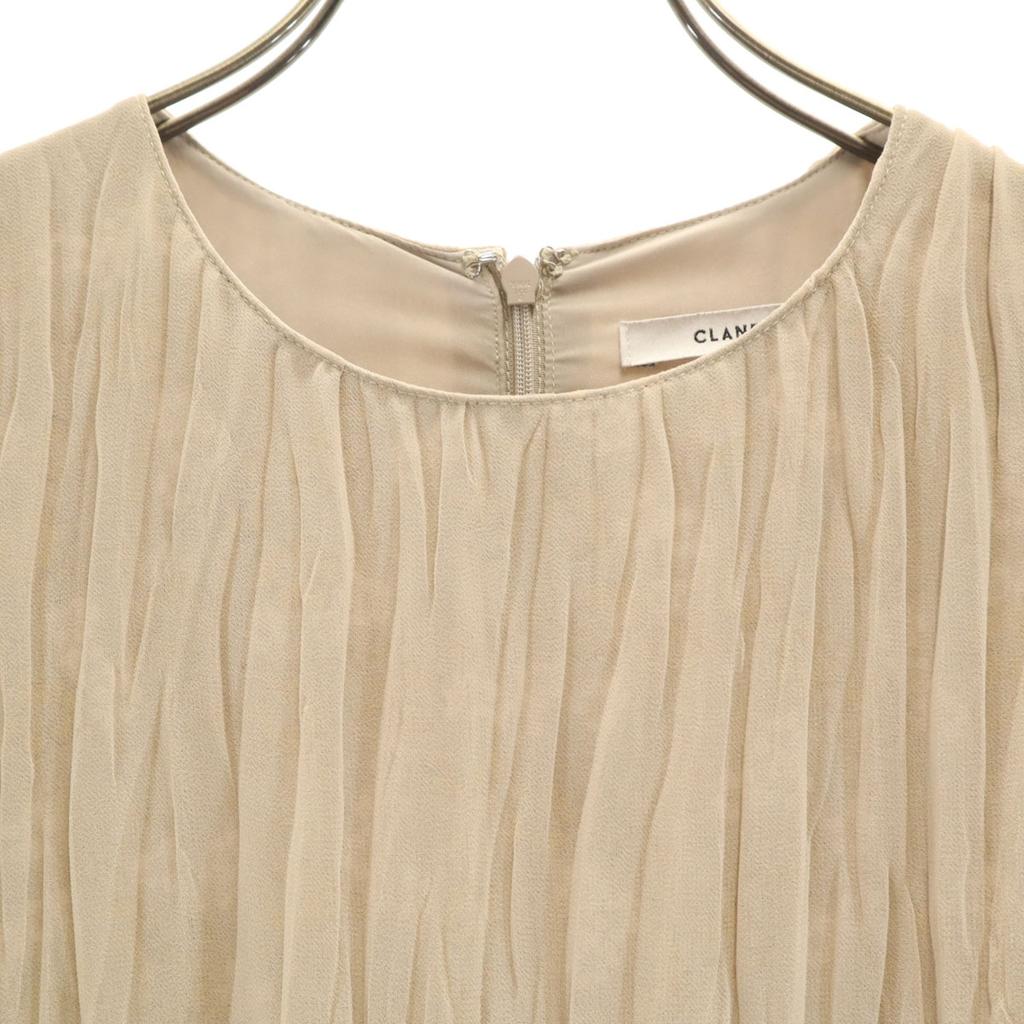 CLANE Floral pattern switching Short sleeve Pleated Long dress 1 beige Women Used