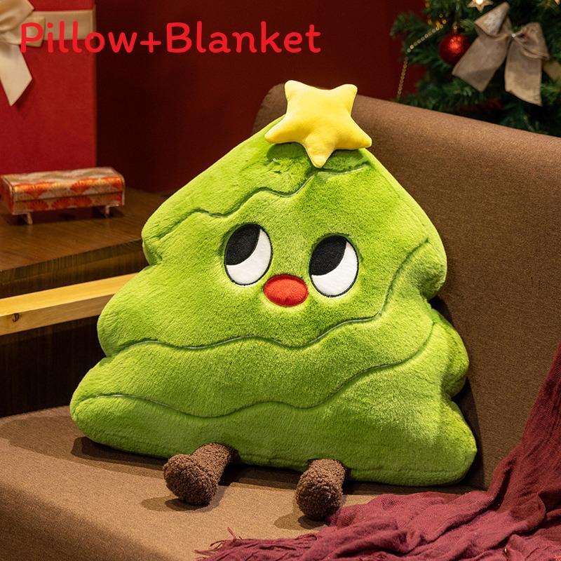Christmas Tree Plush Pillow With Blanket For Holiday Home Decor