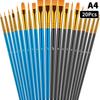 Detail Painting Brushes Set Professional Round Flat Nylon Hair Watercolor Paint Brush For Kid Students Artists Oil Painting Tool