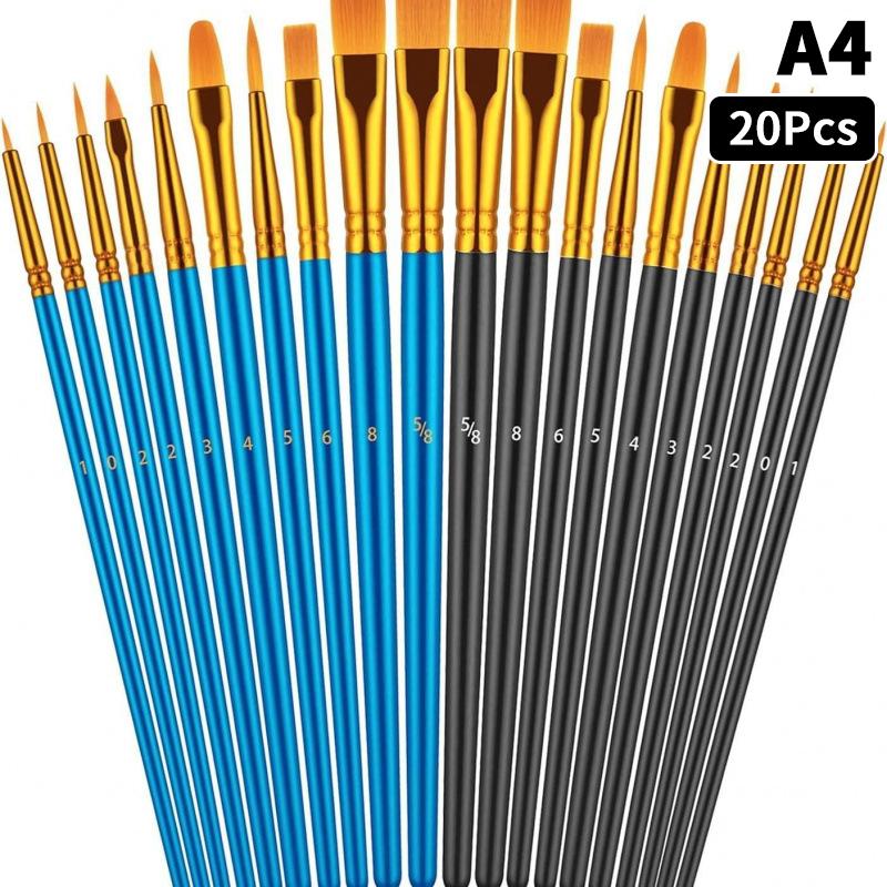 Detail Painting Brushes Set Professional Round Flat Nylon Hair Watercolor Paint Brush For Kid Students Artists Oil Painting Tool