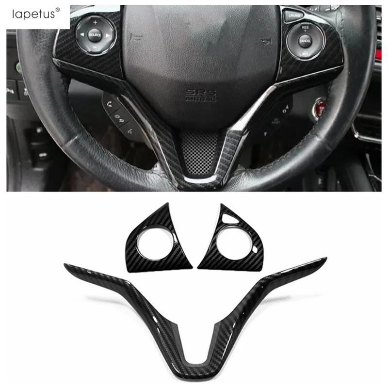 Central Control Steering Wheel Button Frame Cover Trim For Honda Vezel HR-V 2014 -  ABS Carbon Fiber Accessories Interior