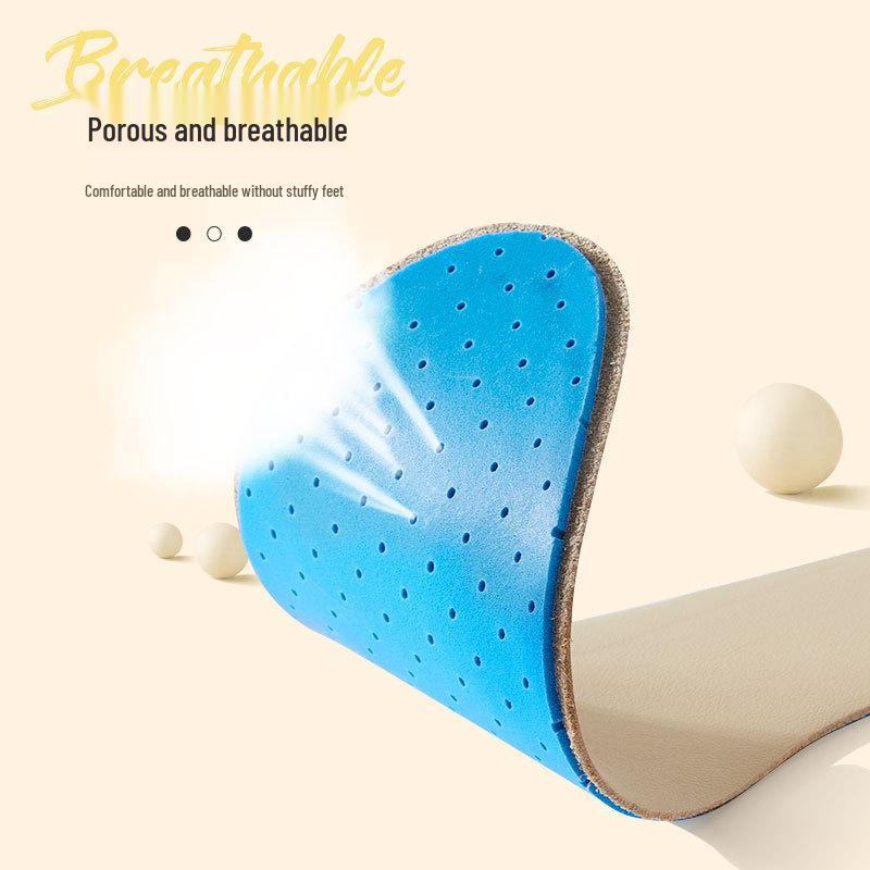Cowhide Latex High Heel Insole Women's Leather Breathable Shock-Absorbing Loafers
