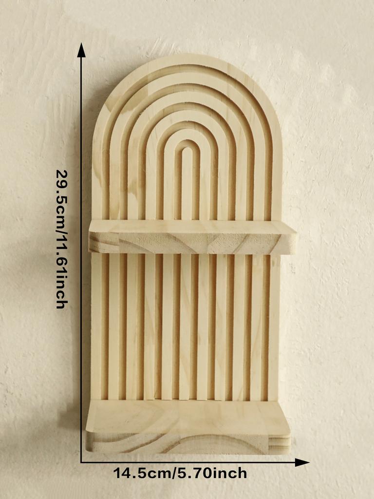 1pc Wall Mounted Shelves 2-tier Wooden Arch Decorative Shelf Plant Display Stand Home Decor Storage Rack for Living Room Bedroom