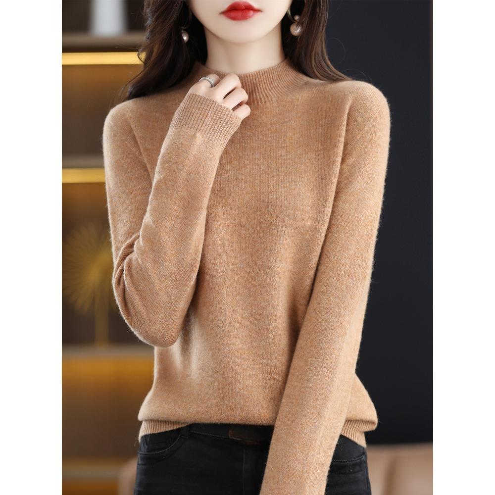 Maglione in lana merino e cashmere Maglione lavorato a maglia da donna Dolcevita Pullover a maniche lunghe Abbigliamento autunno inverno Maglioni caldi