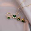 Emerald Rotating Ring Necklace: Japanese & Korean Style Zircon Titanium Steel Clavicle Chain
