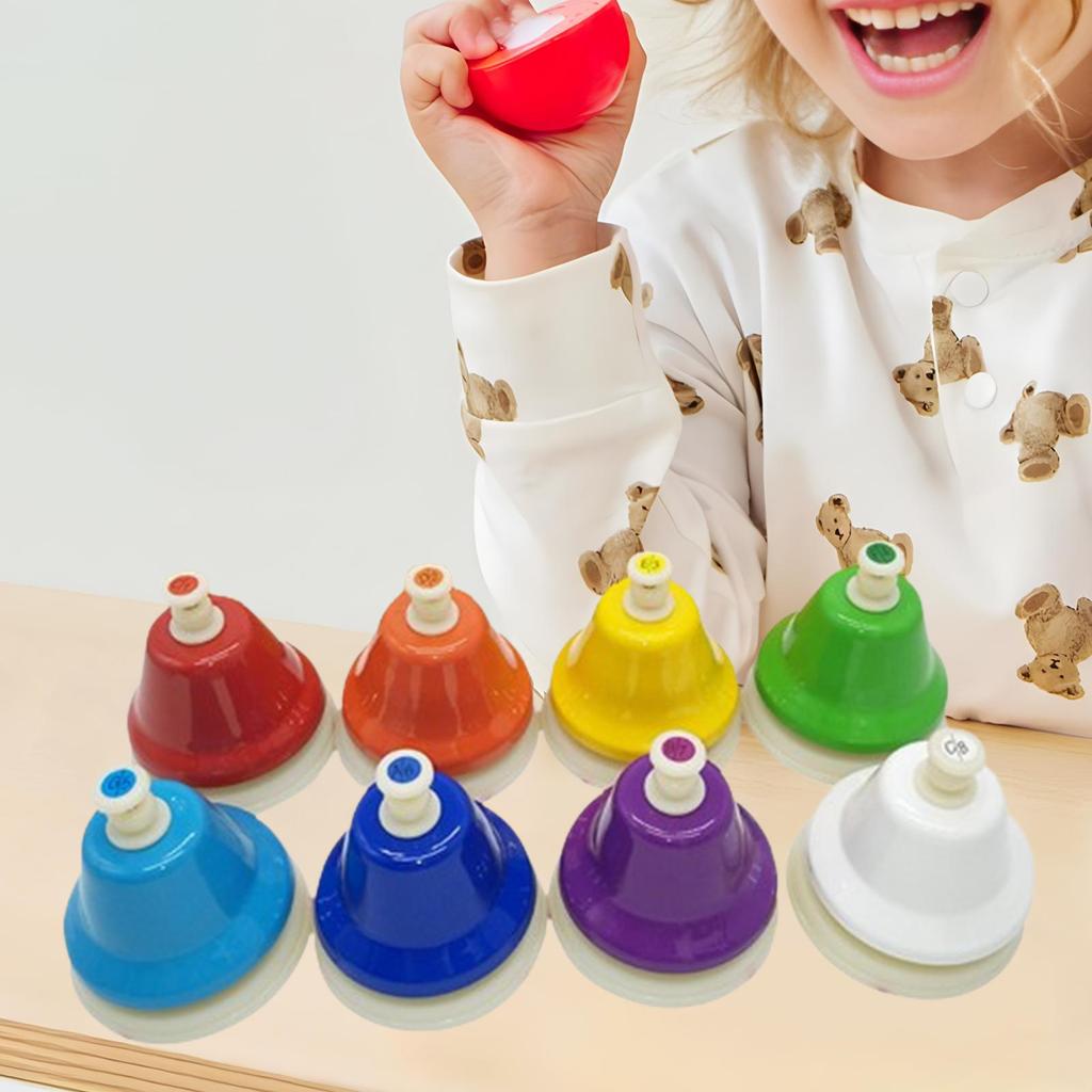 Kids Play Desk Bells, Hand Handheld Diatonic Learning Toy, Colorful Musical Handbells, 8
