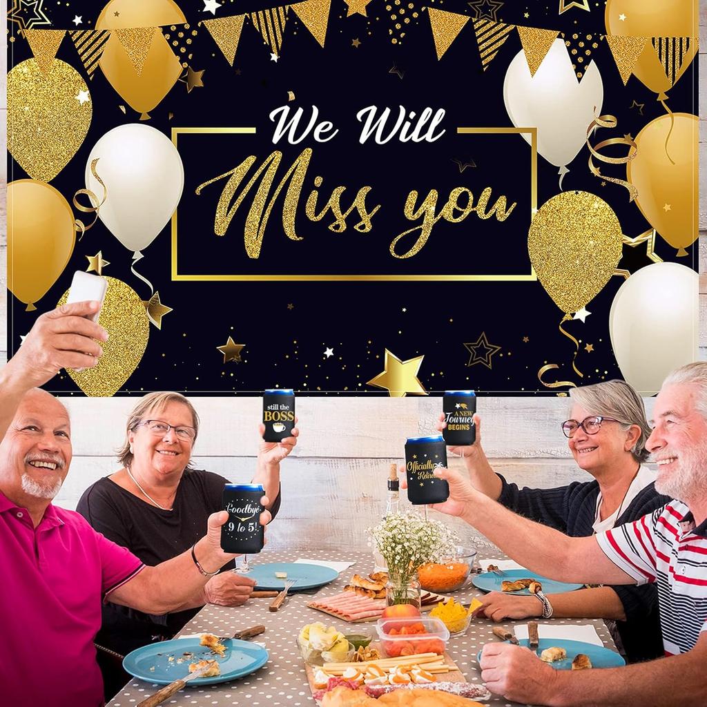 Baderke 6 Pieces Retirement Gifts Beverage Can Sleeves Funny Retirement Beer Can Sleeve Collapsible Neoprene Sleeve Beer Bottle Beverage Cooler for