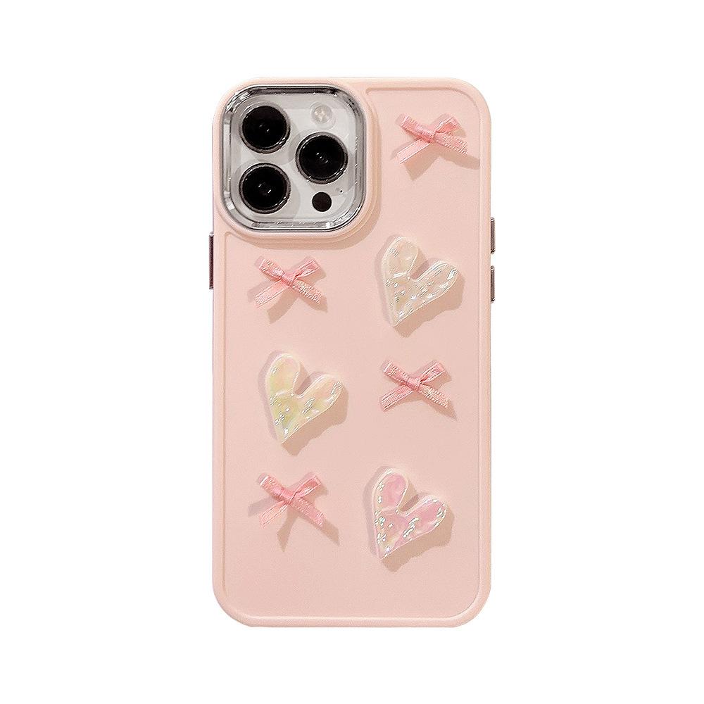Gentle Love Bow 16promax Mobile Phone Case Iphone17 Three Dimensional 11 Suitable for Apple 13 Temperament 14 Soft