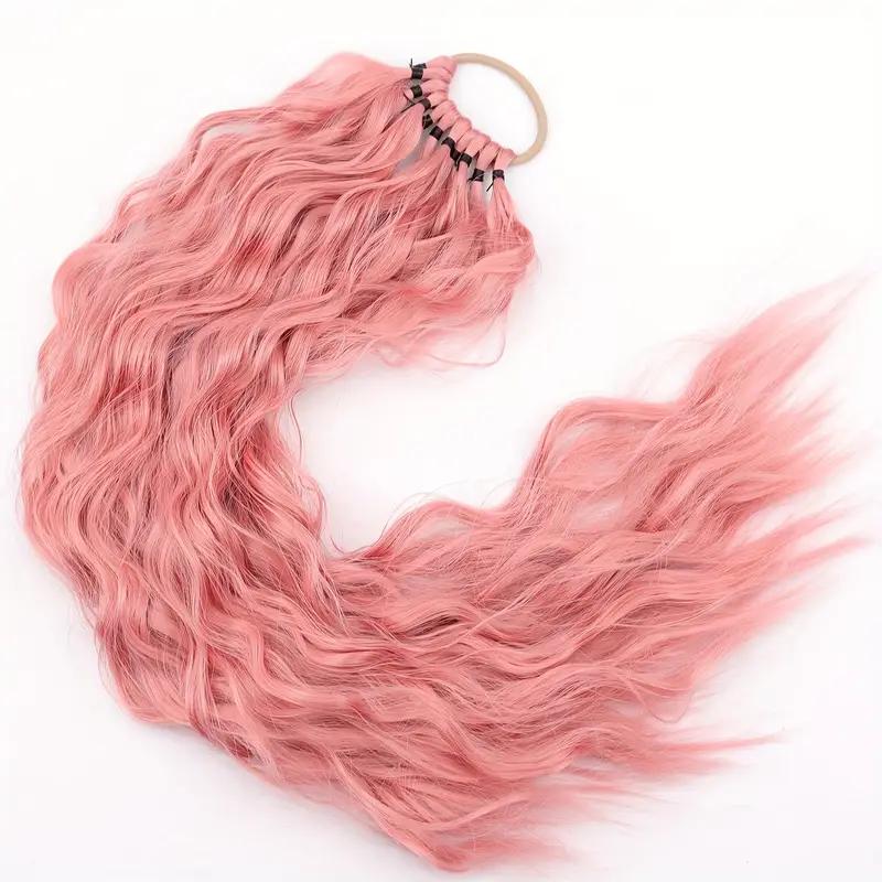 MERISIHAIR Synthetic Long Curly With Elastic Band Ponytail Extension Wrap Around Heat Resistant Pony Tail For Women Daily Wear