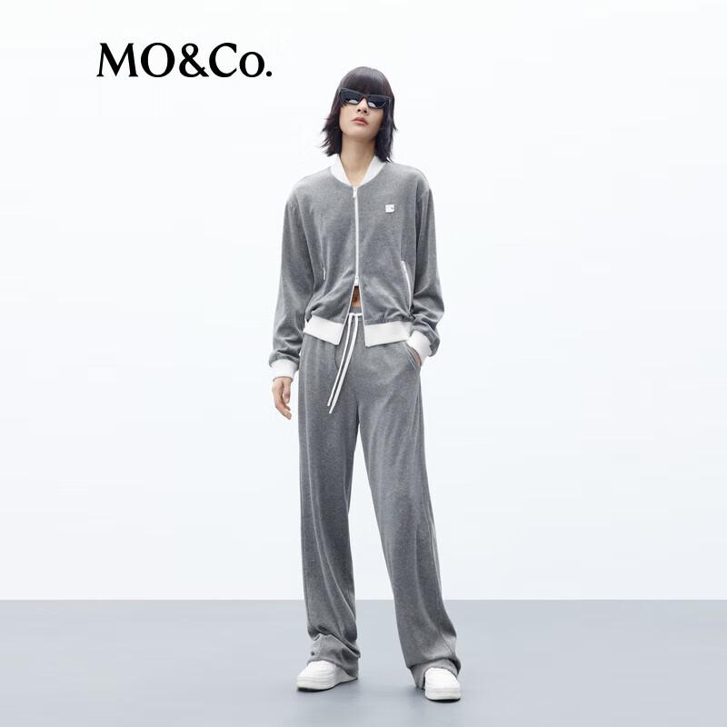 MO&Co. Velour-Feel High-Waist Straight Leg Sweatpants