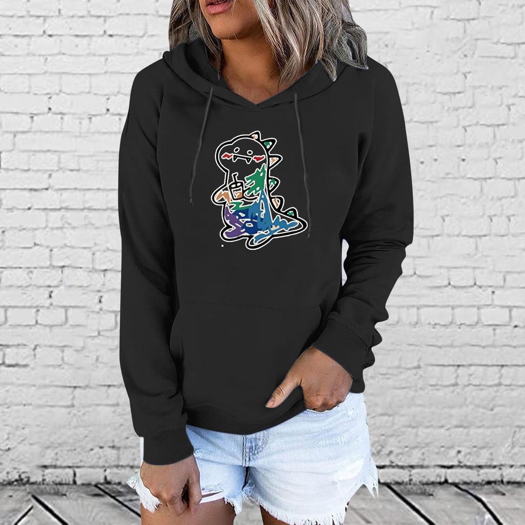 Women Ladies Girls Boys Anime Cartoon Printing Hooded Velvet Thickened Plus Size Sweater Tops