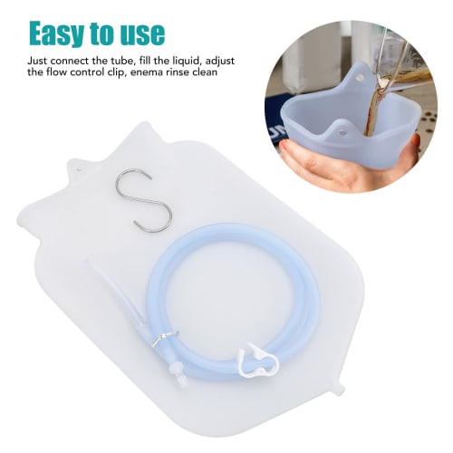 Colon Cleanse Enema Bag Kit, Clear, Portable, Healthy, Coffee, Milk, Cleaning, Healthcare, Silicone Enema Douche (4L)