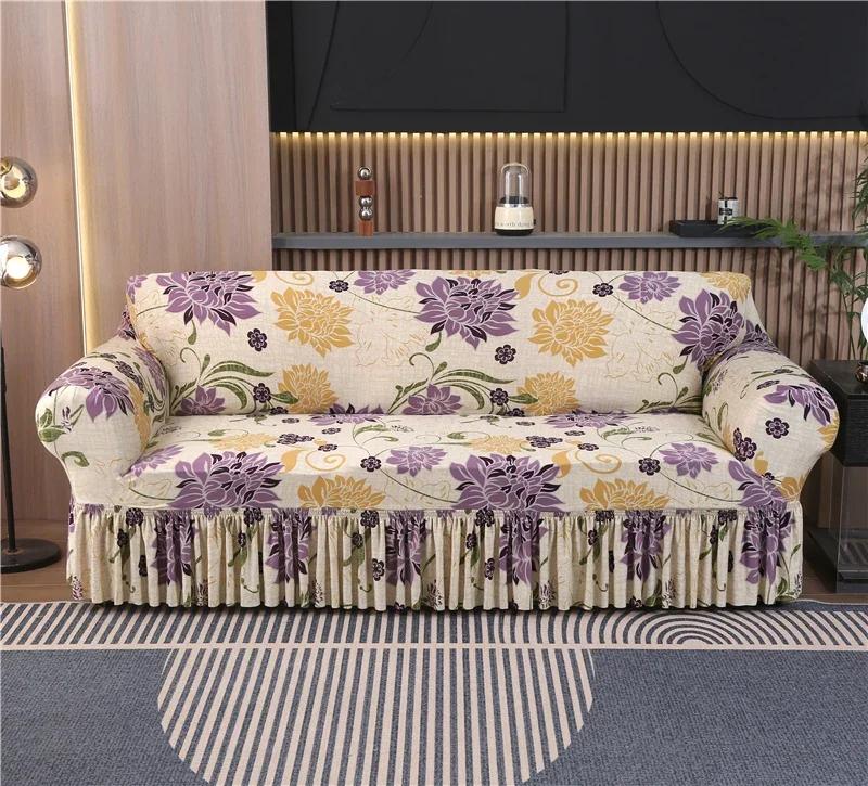 2025 New Floral Couch Cover Sofa Covers Washable Furniture Protector for Dogs Corner Sofa Skirt 1/2/3/4 Seater Sofa Slipcovers