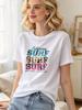Casual Surf Print Short Sleeve Tee for Daily Wear 