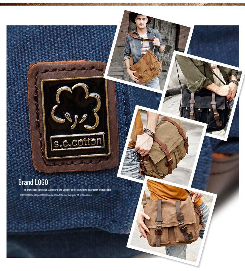 Men's Seven-Color Cotton Canvas Crossbody Bag - Student & Outdoor Casual Messenger Style