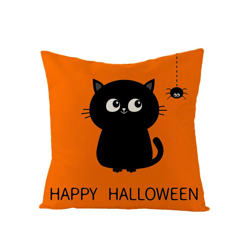 Halloween Pillowcase New Pumpkin Black Cat Series Sofa Cushion Waist Pillowcase Home