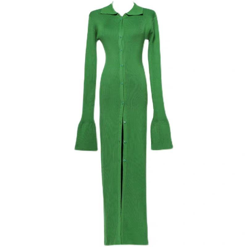 Light luxury fried street light mature royal sister knitted dress women's autumn and winter long style base inner temperament high-end celebrity