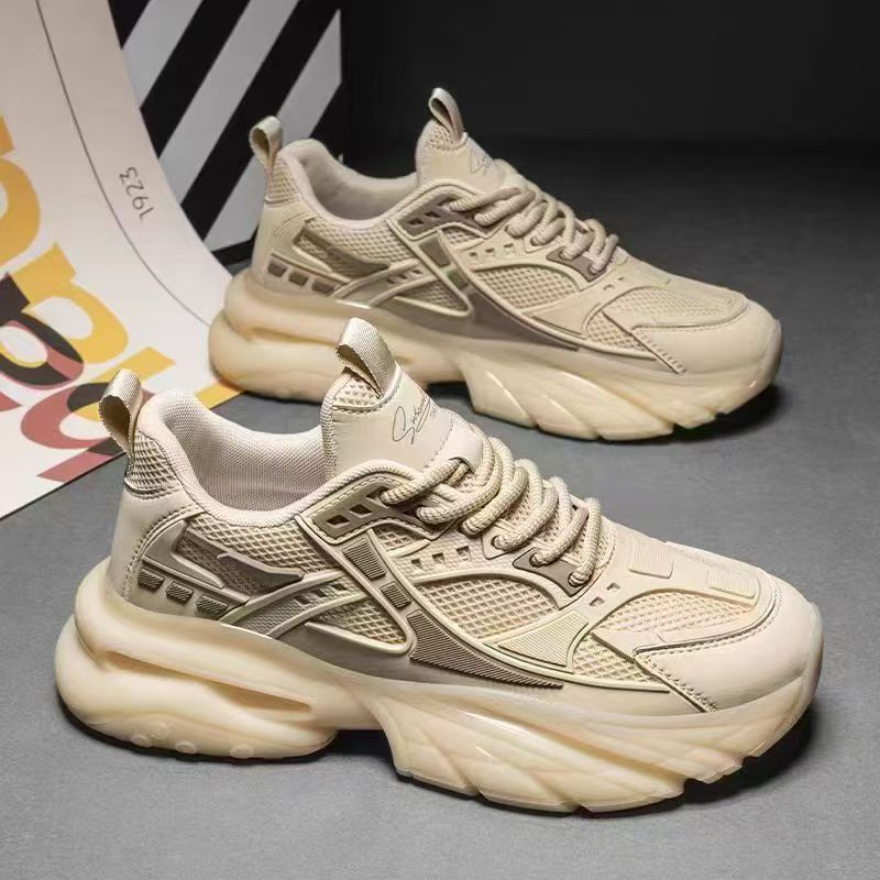 2025 new summer breathable men's shoes heightening samurai dad shoes platform mesh shoes casual sports trendy shoes