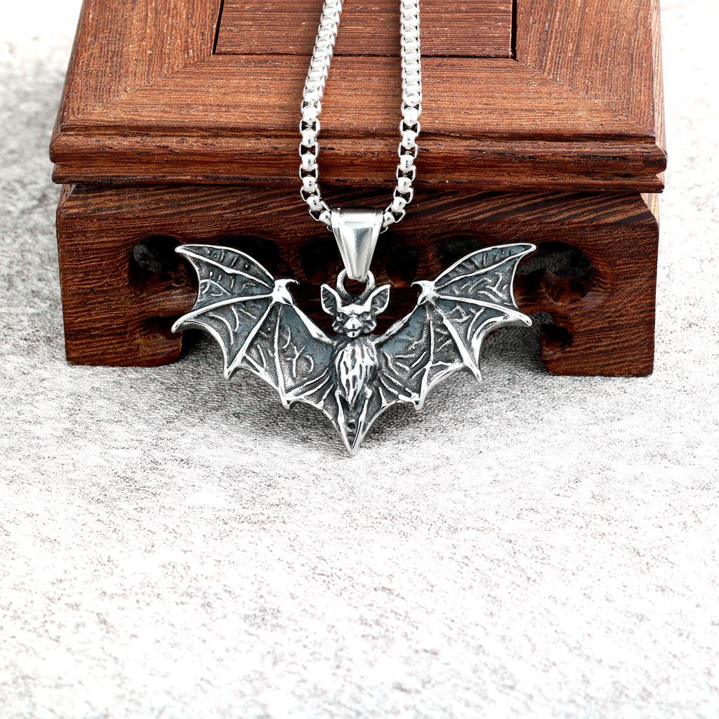 Gothic Bat Sweater Chain Necklace - Hip Hop Titanium Steel Jewelry for Men & Women