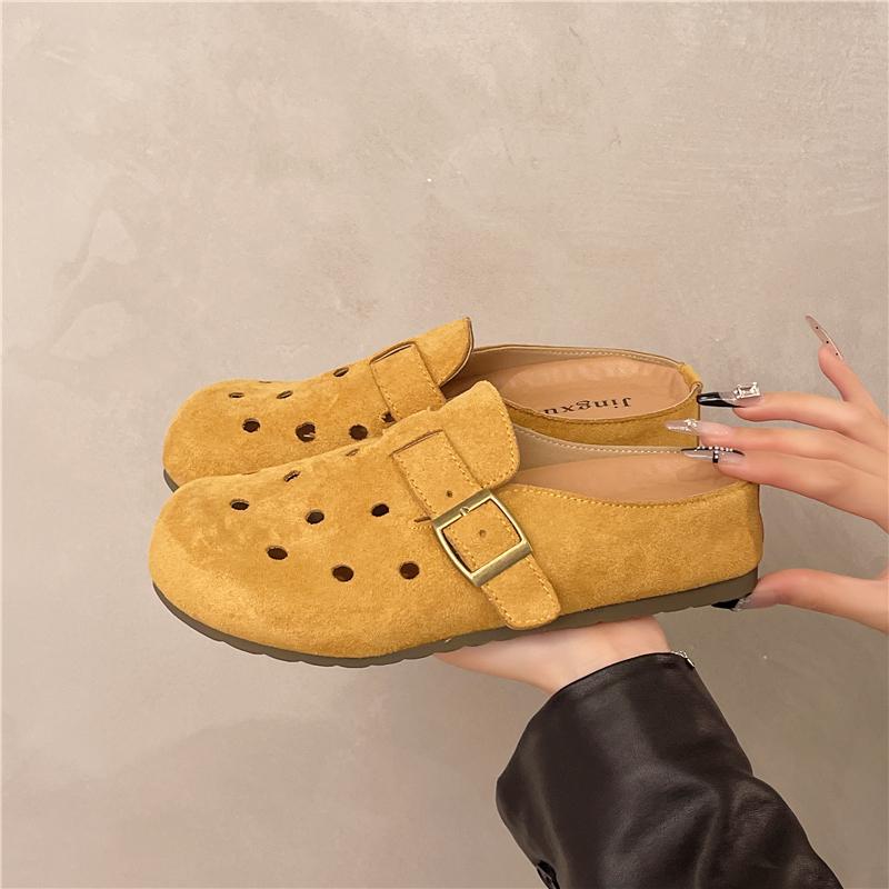 Flats Slippers Women Slingback Summer Suede Cozy Mules Shoes New Woman's Sandals 2026 Casual Dress Slides Brand Zapatos De Mujer